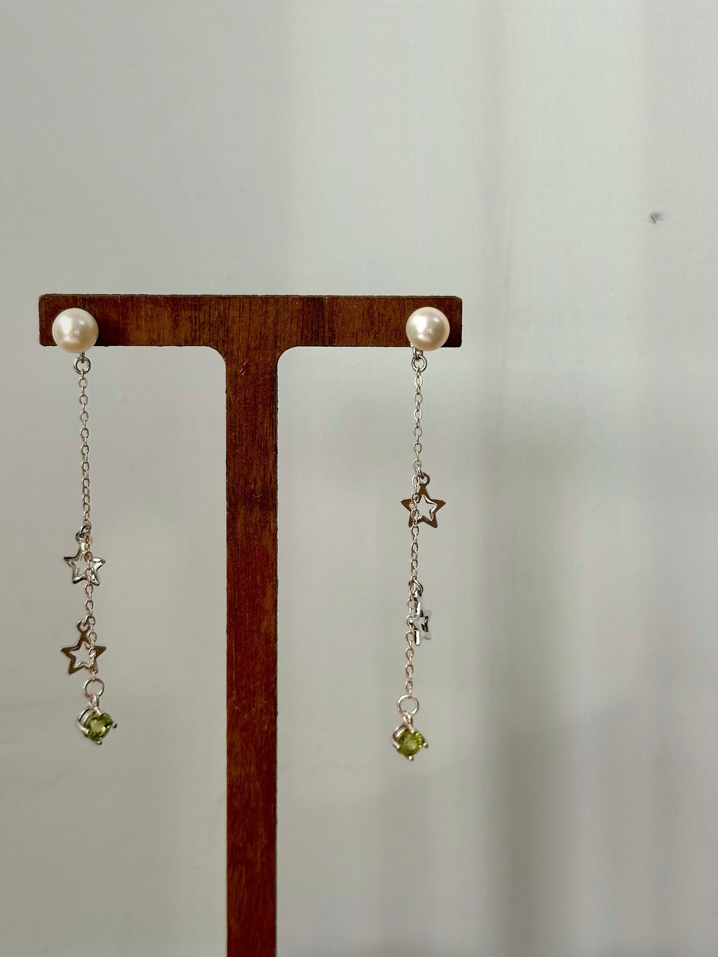 Freshwater Pearl Stud And Peridot Sterling Silver Earring