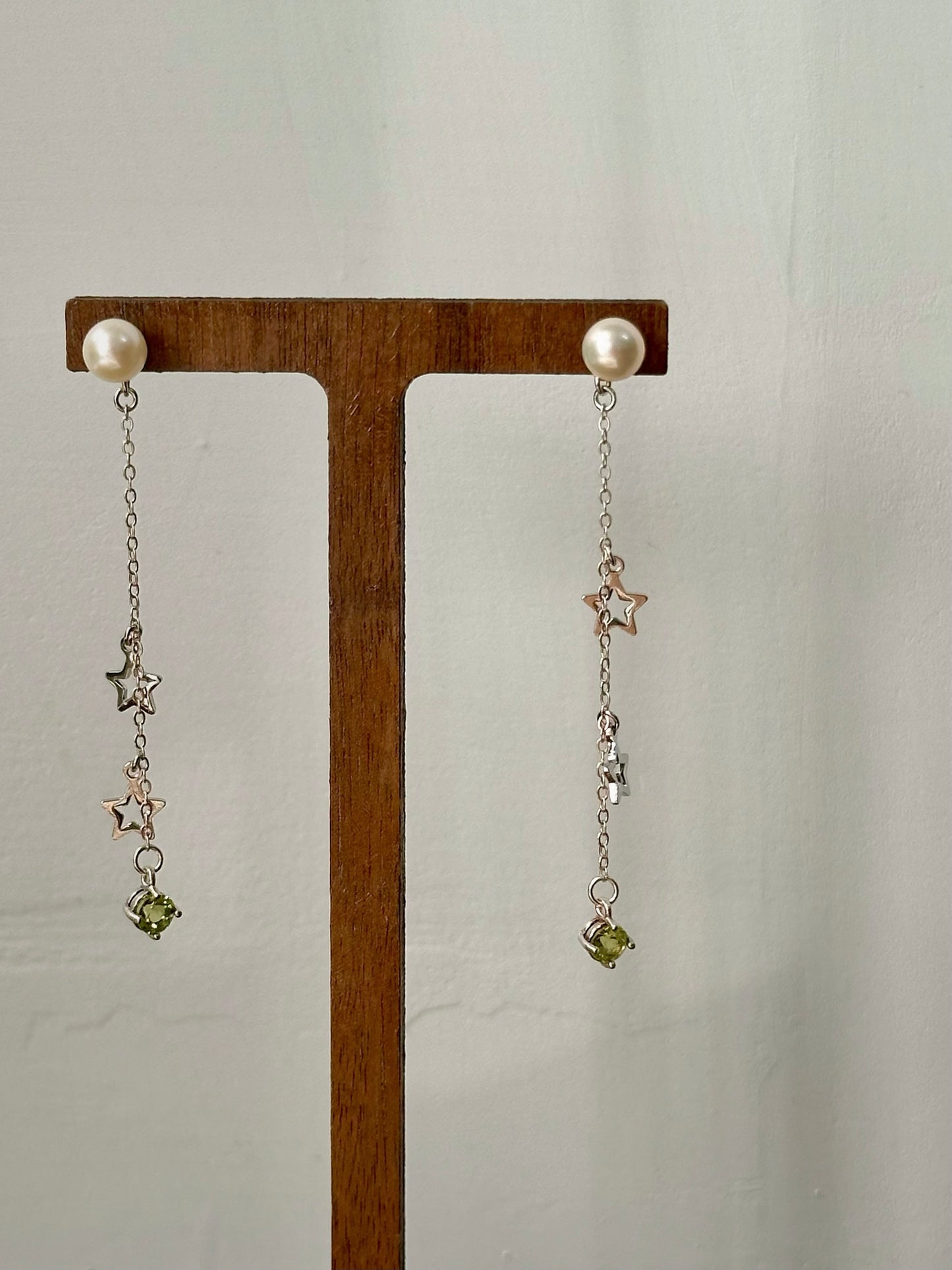 Freshwater Pearl Stud And Peridot Sterling Silver Earring