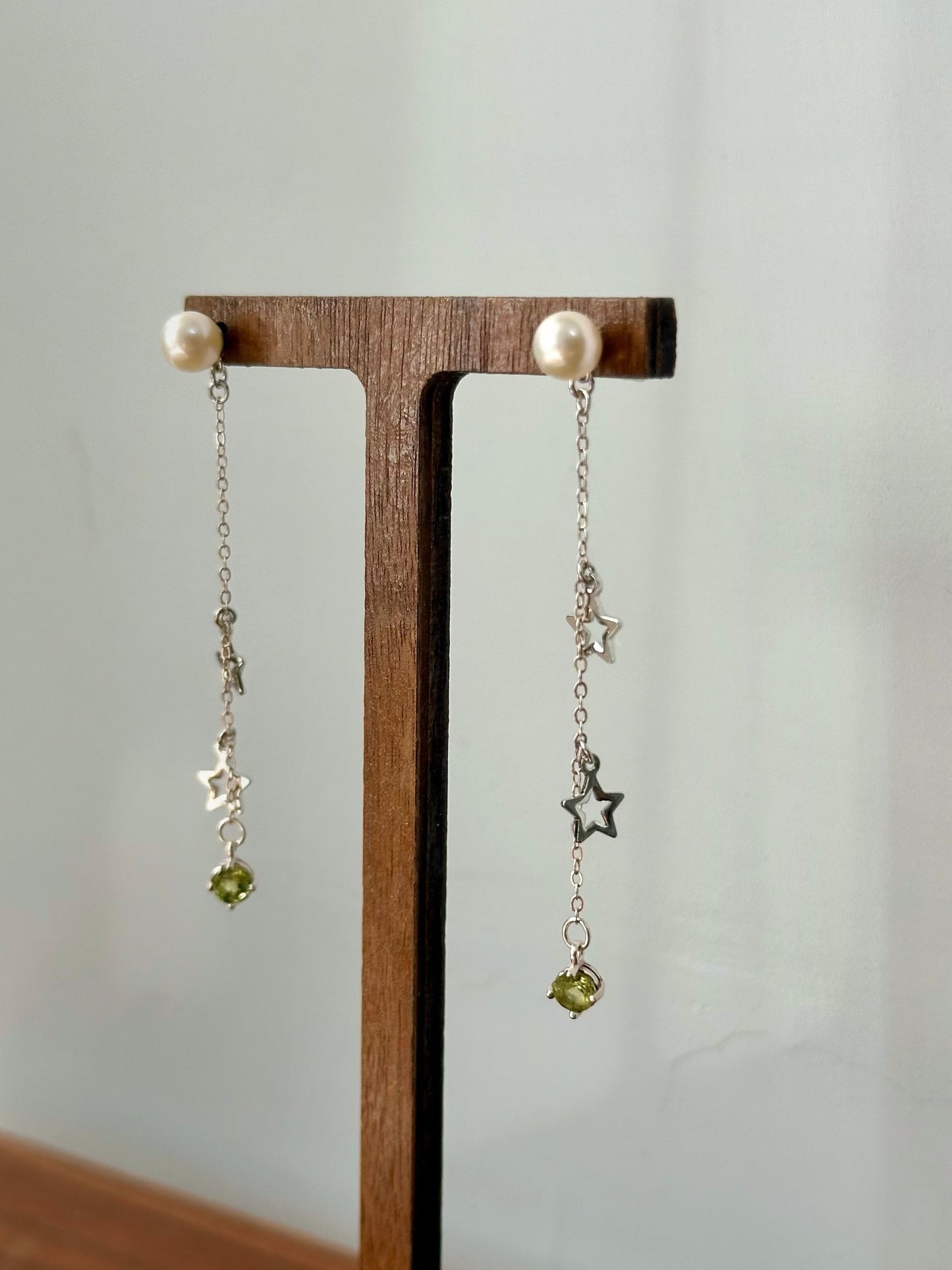 Freshwater Pearl Stud And Peridot Sterling Silver Earring