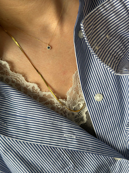 18K Solid Gold Sapphire And Natural Diamond Necklace