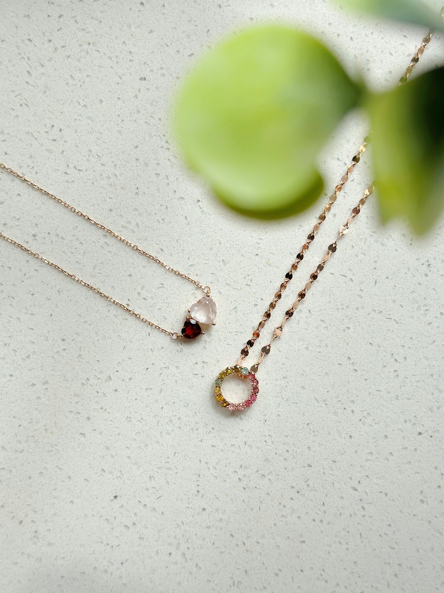 Rose Quartz And Garnet Heart Rose Gold-plated Necklace