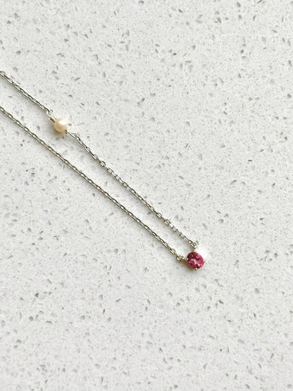 Pink Topaz And Freshwater Pearl Sterling Silver Necklace