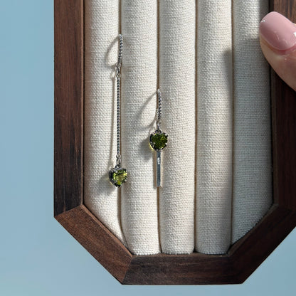 Peridot Heart Asymmetric Sterling Silver Ear Hoop
