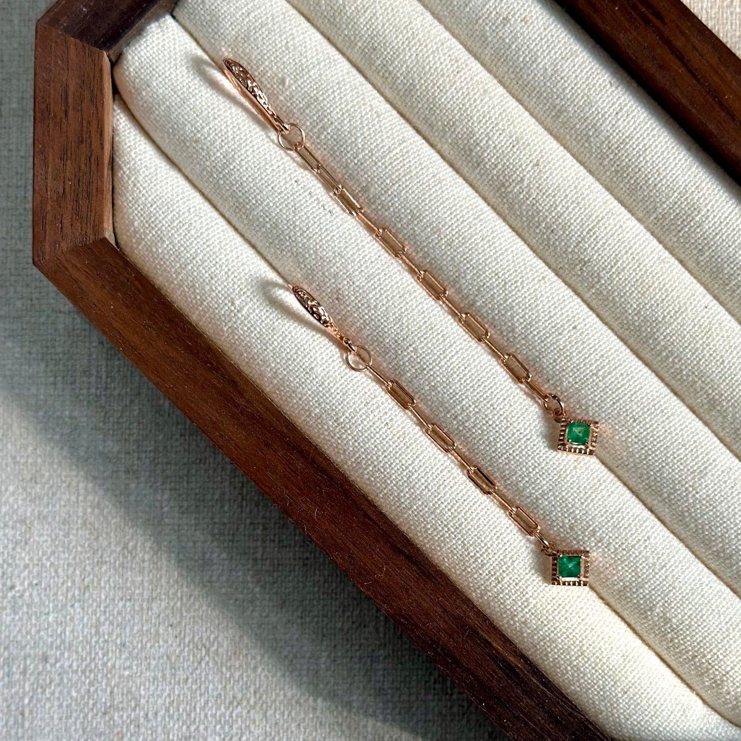 Emerald Chain Rose Gold-plated Earring