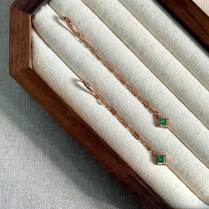 Emerald Chain Rose Gold-plated Earring