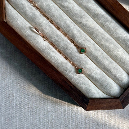 Emerald Chain Rose Gold-plated Earring