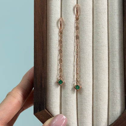 Emerald Chain Rose Gold-plated Earring