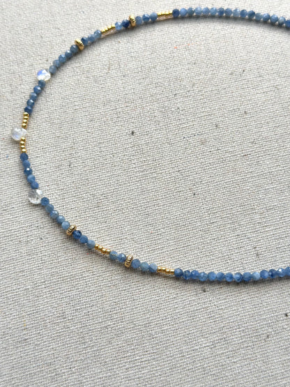 Kyanite And Moonstone Beaded Necklace