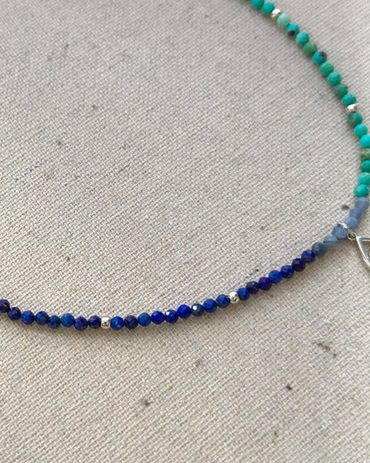 Australian Opal Mix Turquoise And Lapis Beaded Necklace