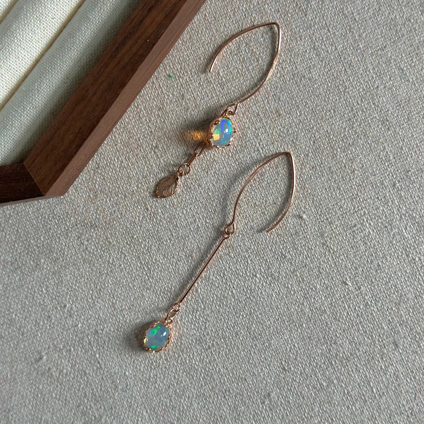 Opal Asymmetric Rose Gold-Plated Earring