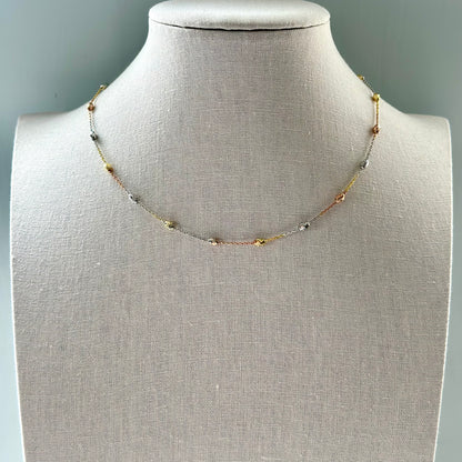 Triple Tone Gold-plated Italian Sterling Silver Necklace