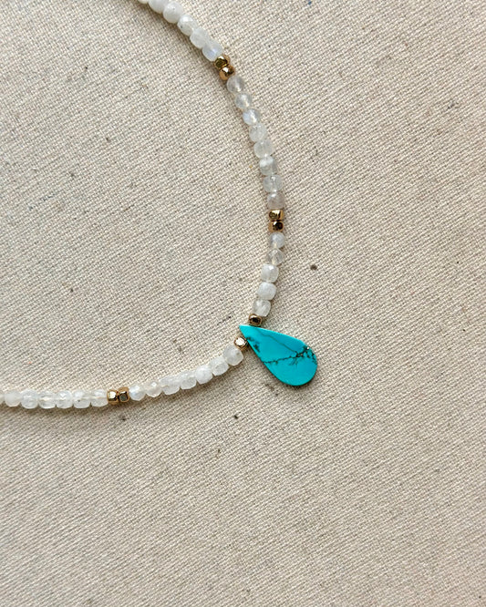 Moonstone Beaded And Turquoise Necklace