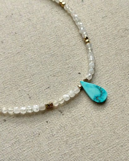 Moonstone Beaded And Turquoise Necklace