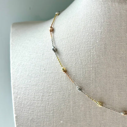 Triple Tone Gold-plated Italian Sterling Silver Necklace
