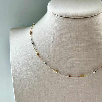 Triple Tone Gold-plated Italian Sterling Silver Necklace