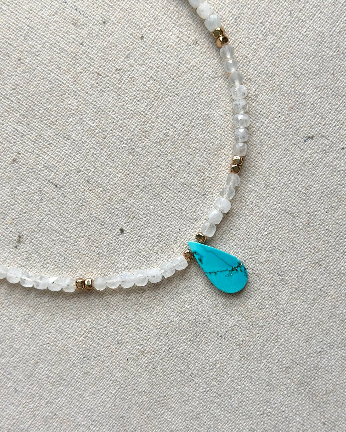 Moonstone Beaded And Turquoise Necklace