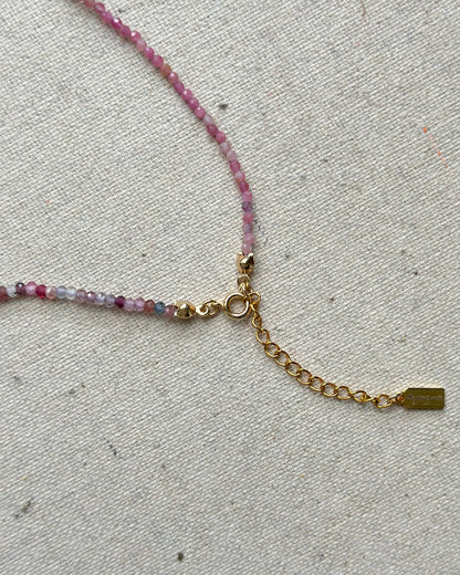 Red Spinel And Pink Tourmaline Mixed Freshwater Pearl Beaded Necklace