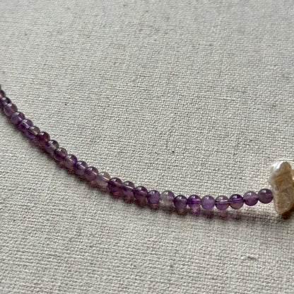 Amethyst And Baroque Pearl Beaded Necklace