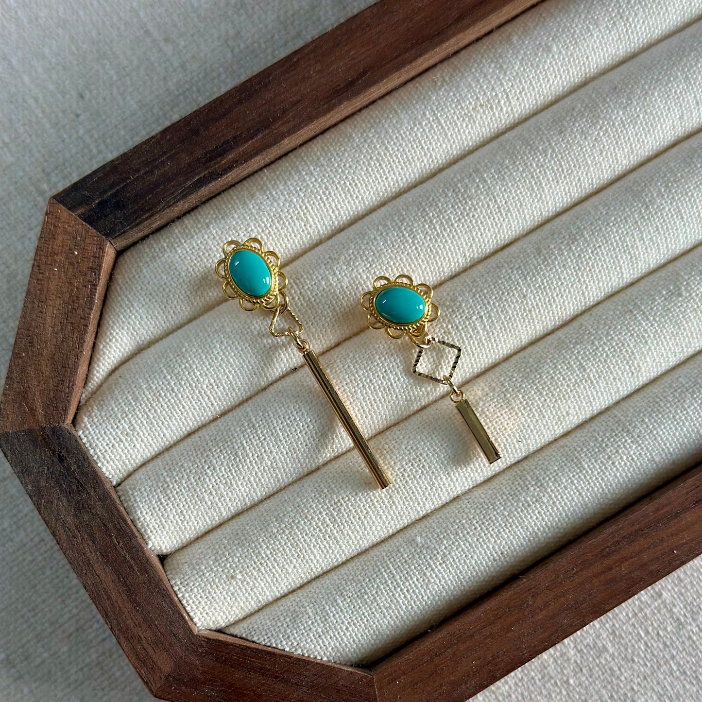 Turquoise Two-way Gold-plated Earring