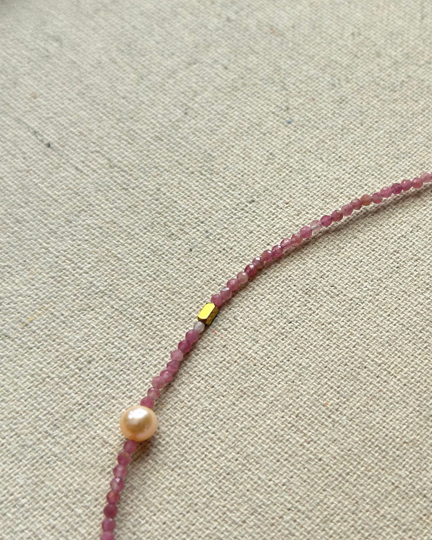 Red Spinel And Pink Tourmaline Mixed Freshwater Pearl Beaded Necklace