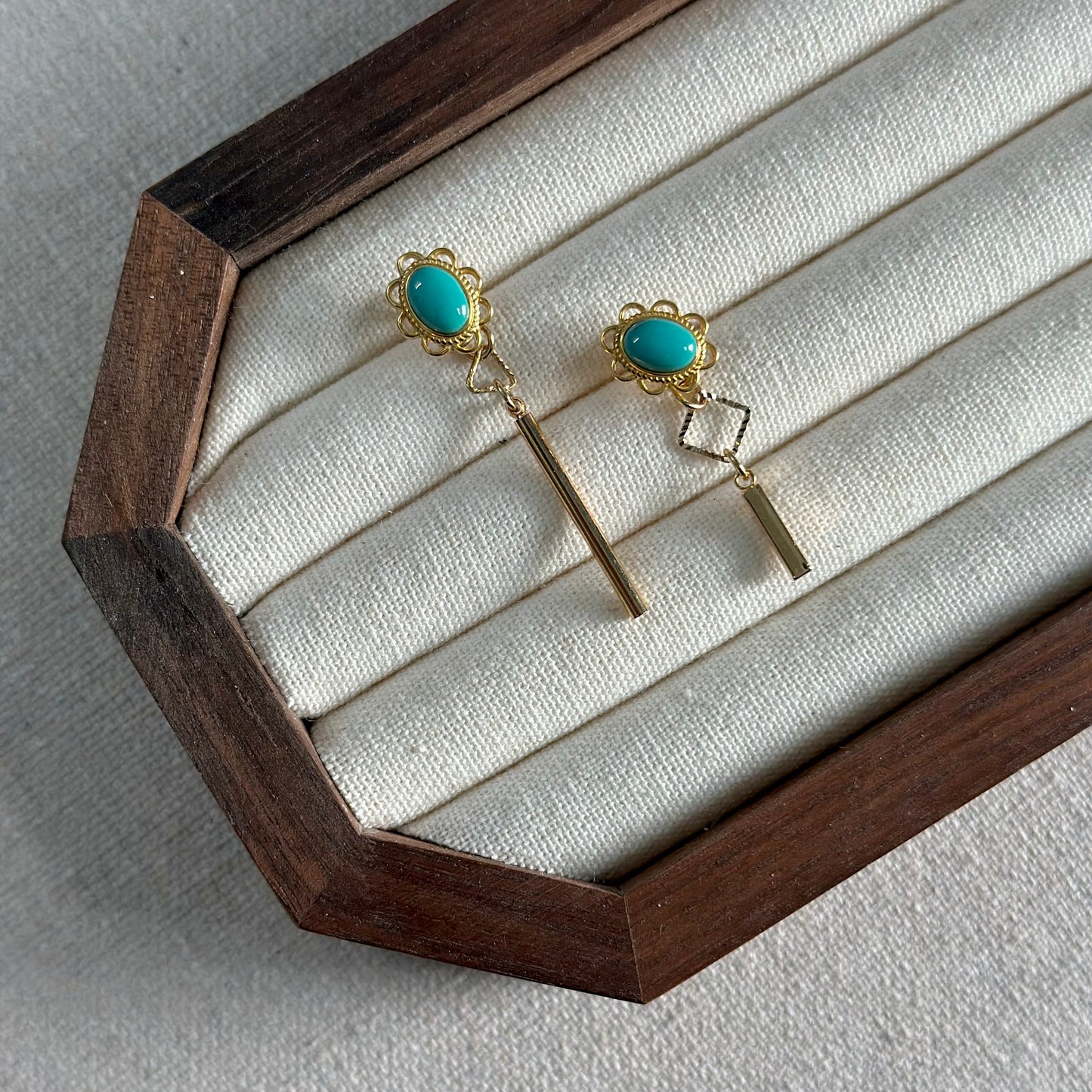 Turquoise Two-way Gold-plated Earring