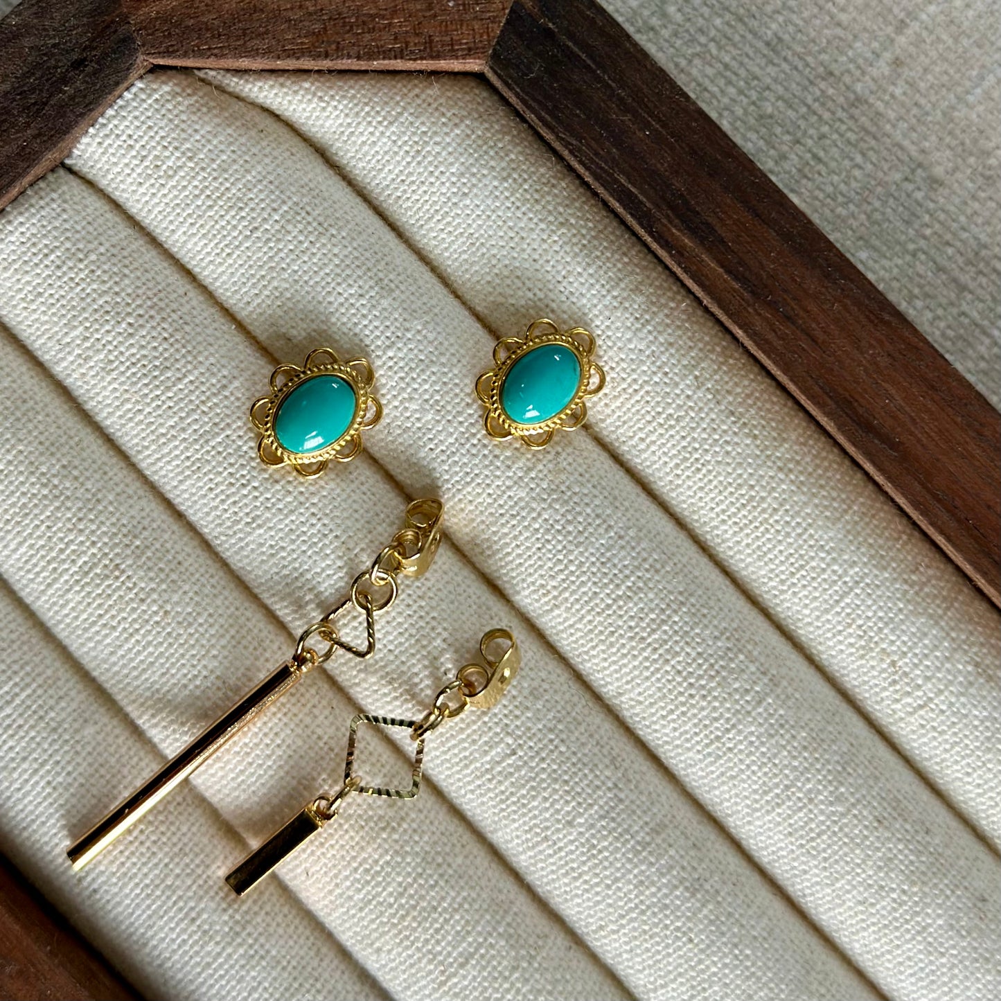 Turquoise Two-way Gold-plated Earring