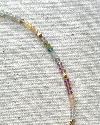 Multi-way Rainbow Fluorite Beaded Hoop Toggle Necklace