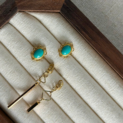 Turquoise Two-way Gold-plated Earring