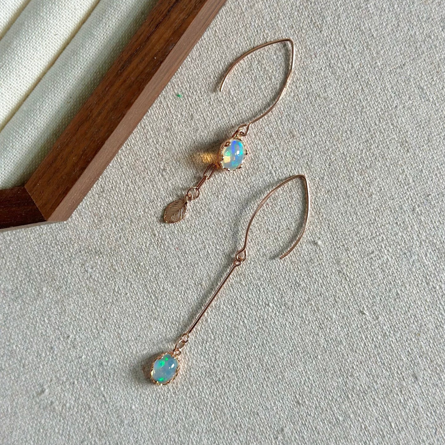 Opal Asymmetric Rose Gold-Plated Earring