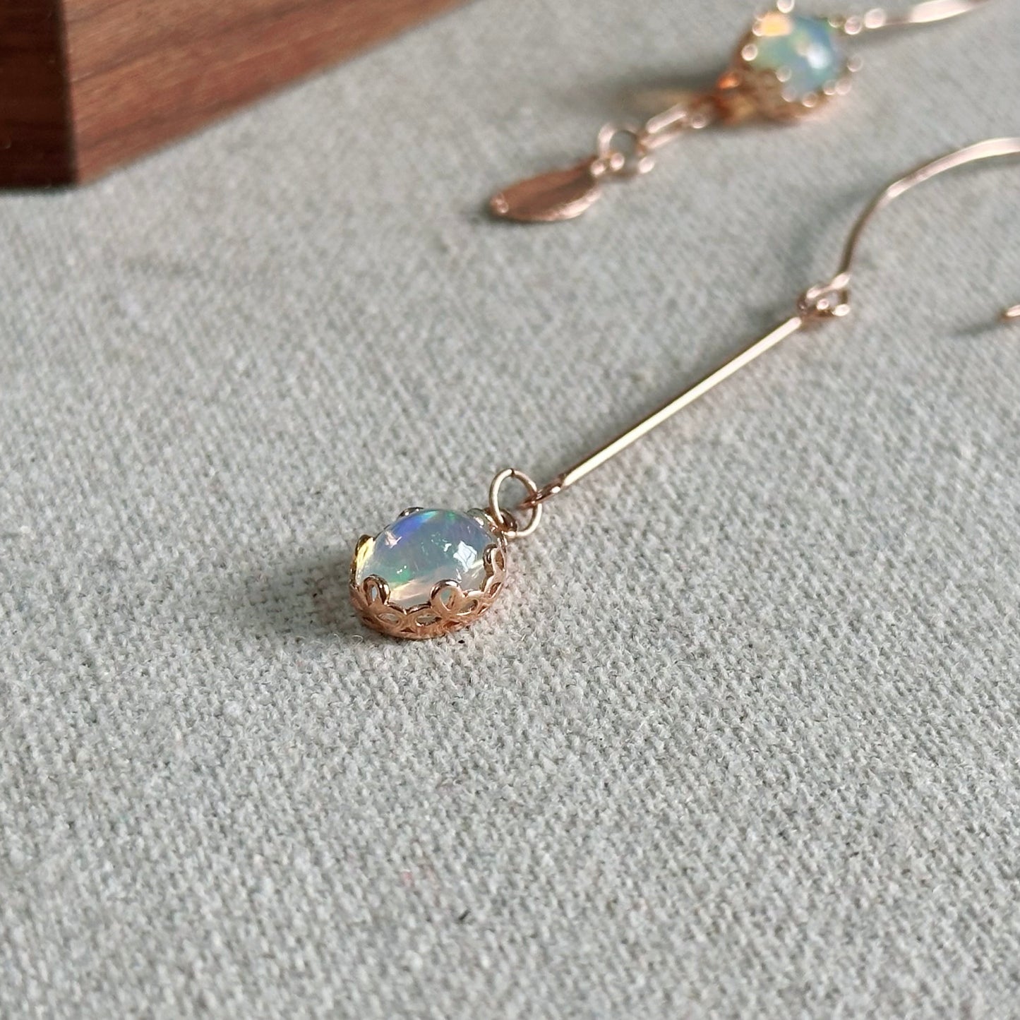 Opal Asymmetric Rose Gold-Plated Earring