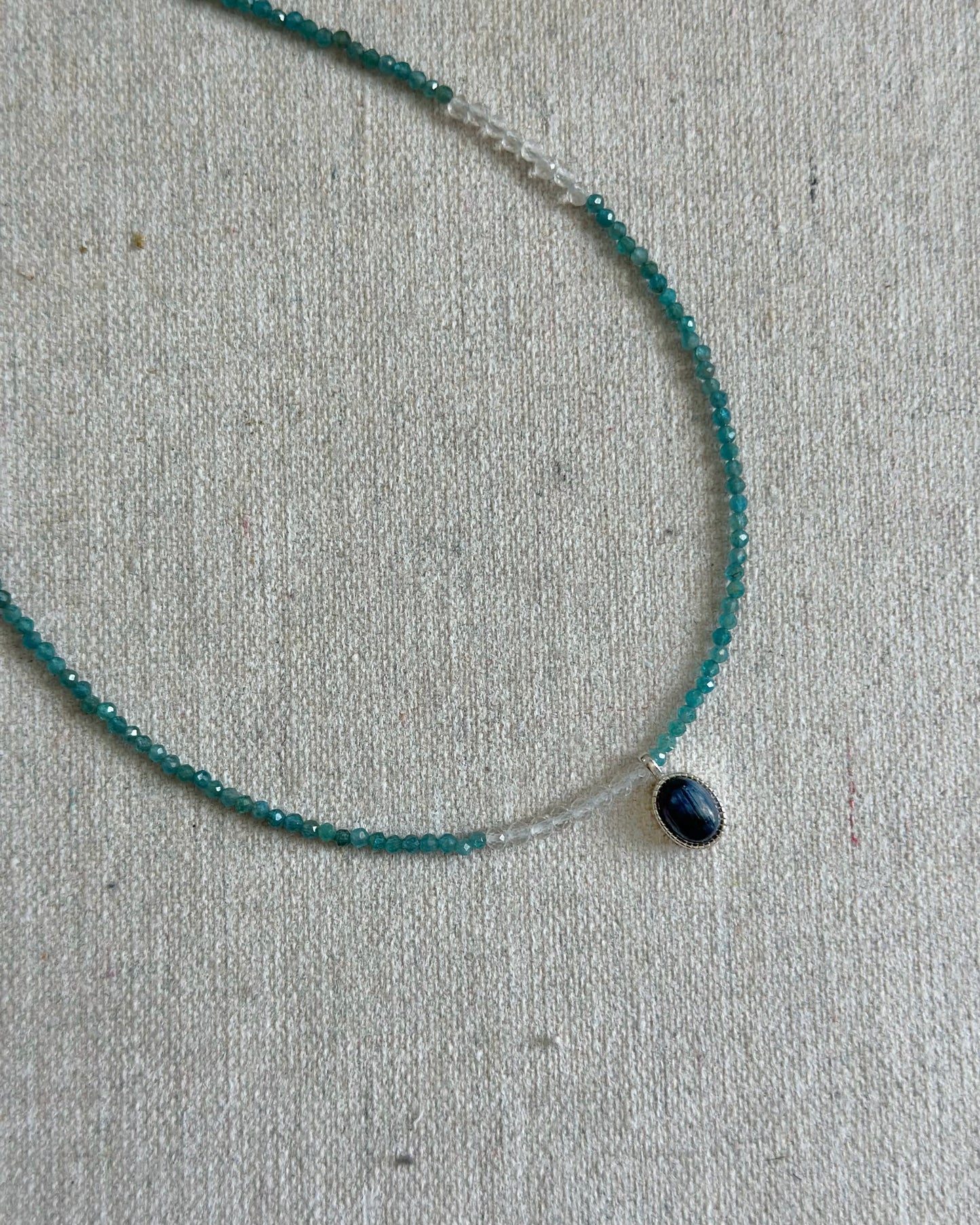 Apatite Beaded And Pietersite Necklace