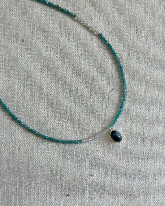 Apatite Beaded And Pietersite Necklace