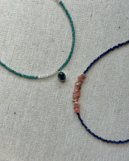 Lapis And Rhodochrosite Beaded Necklace
