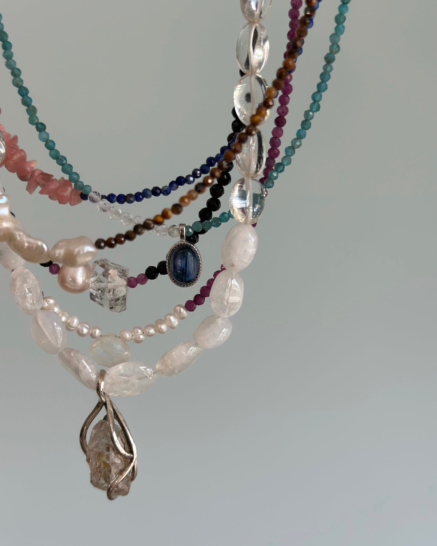 Tiger Eyes And Freshwater Pearl Beaded Necklace