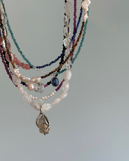 Tiger Eyes And Freshwater Pearl Beaded Necklace