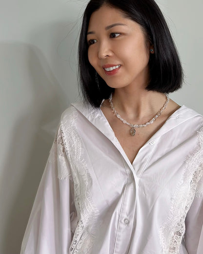 Moonstone Beaded And Herkimer Diamond Necklace