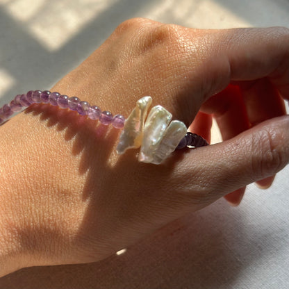 Amethyst And Baroque Pearl Beaded Necklace