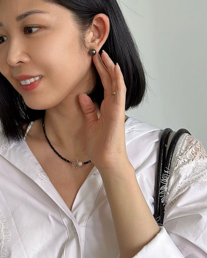 18K Solid Real Gold Tahiti Pearl 9-10mm Ear Stud