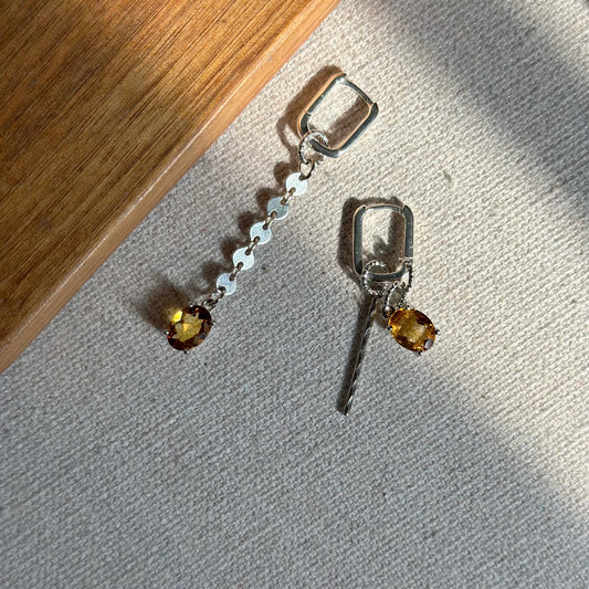 Citrine Two-way Sterling Silver Ear Hoop
