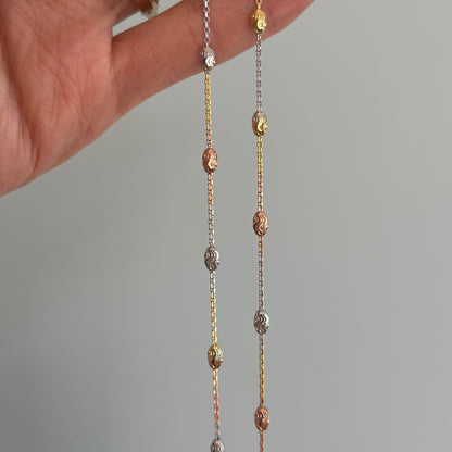 Triple Tone Gold-plated Italian Sterling Silver Necklace