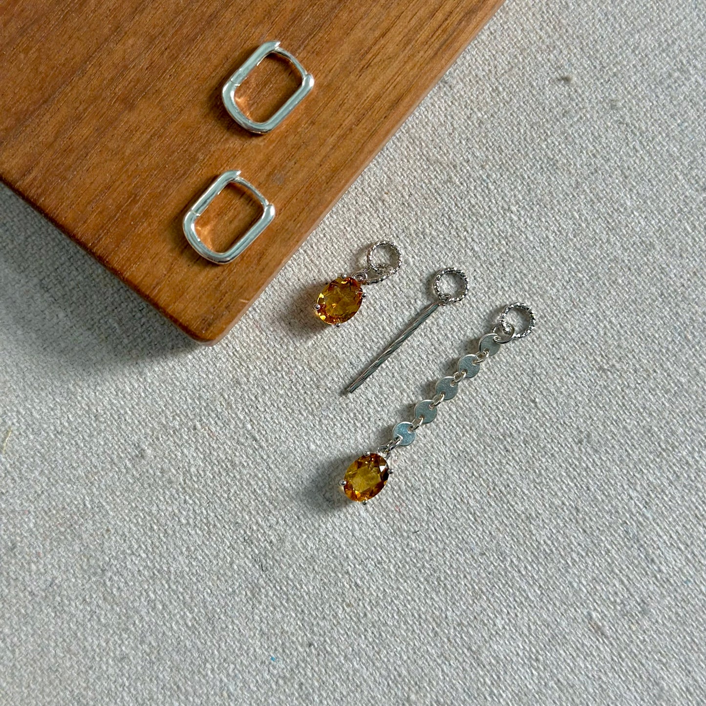 Citrine Two-way Sterling Silver Ear Hoop