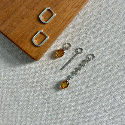 Citrine Two-way Sterling Silver Ear Hoop