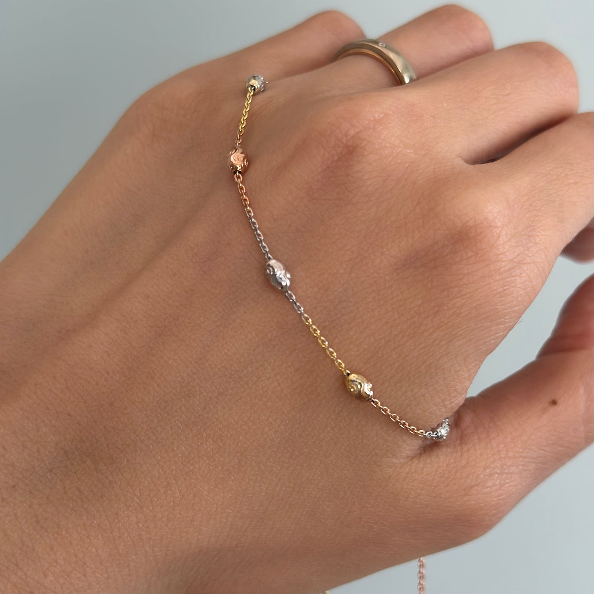 Triple Tone Gold-plated Italian Sterling Silver Necklace