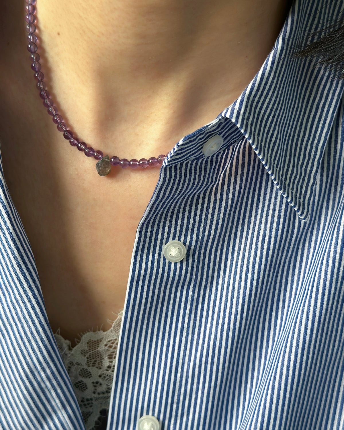 Amethyst And Labradorite Beaded Necklace