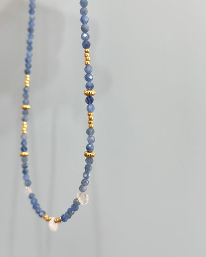 Kyanite And Moonstone Beaded Necklace