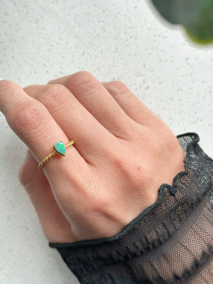 Australian Opal Adjustable Gold-plated Sterling Silver Ring