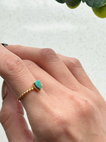 Australian Opal Adjustable Gold-plated Sterling Silver Ring