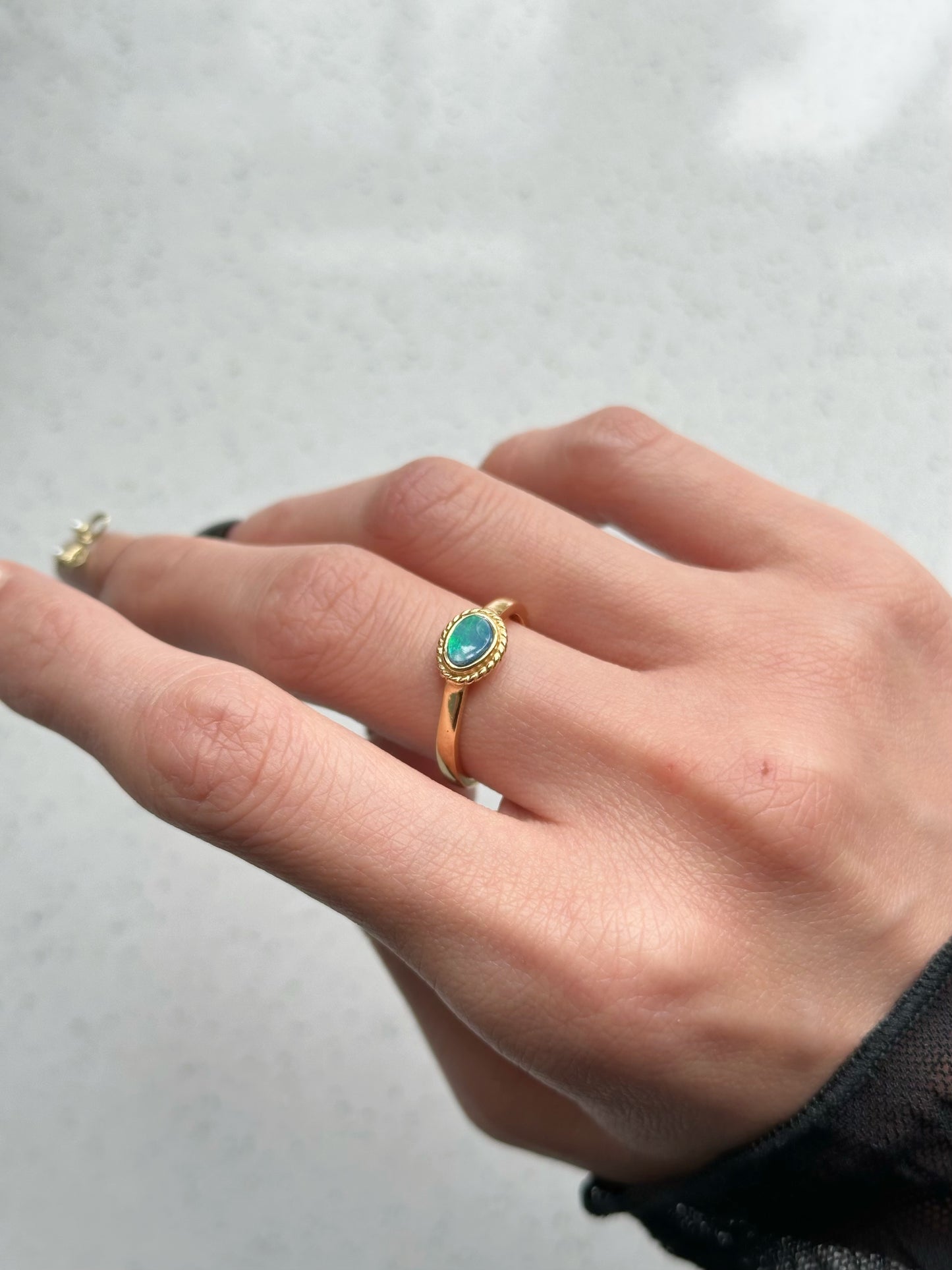 Australian Opal Irregular shaped Adjustable Gold-plated Sterling Silver Ring