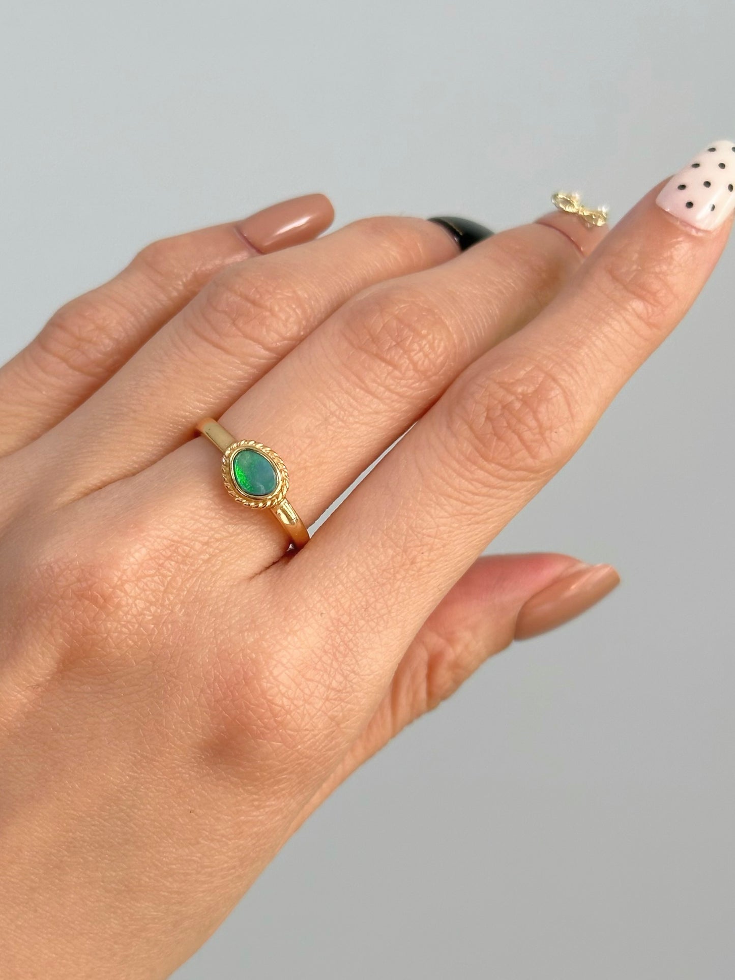 Australian Opal Irregular shaped Adjustable Gold-plated Sterling Silver Ring