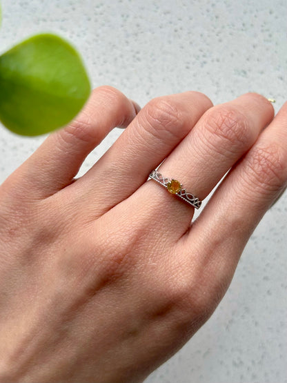 Citrine Adjustable Sterling Silver Ring